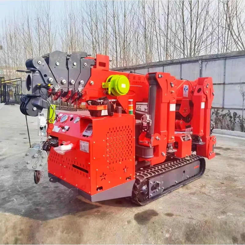 Factory Supply Engine Remote Control Mini Spider Crane For Indoor Construction Narrow Space 360 Rotating Compact Crawler Crane