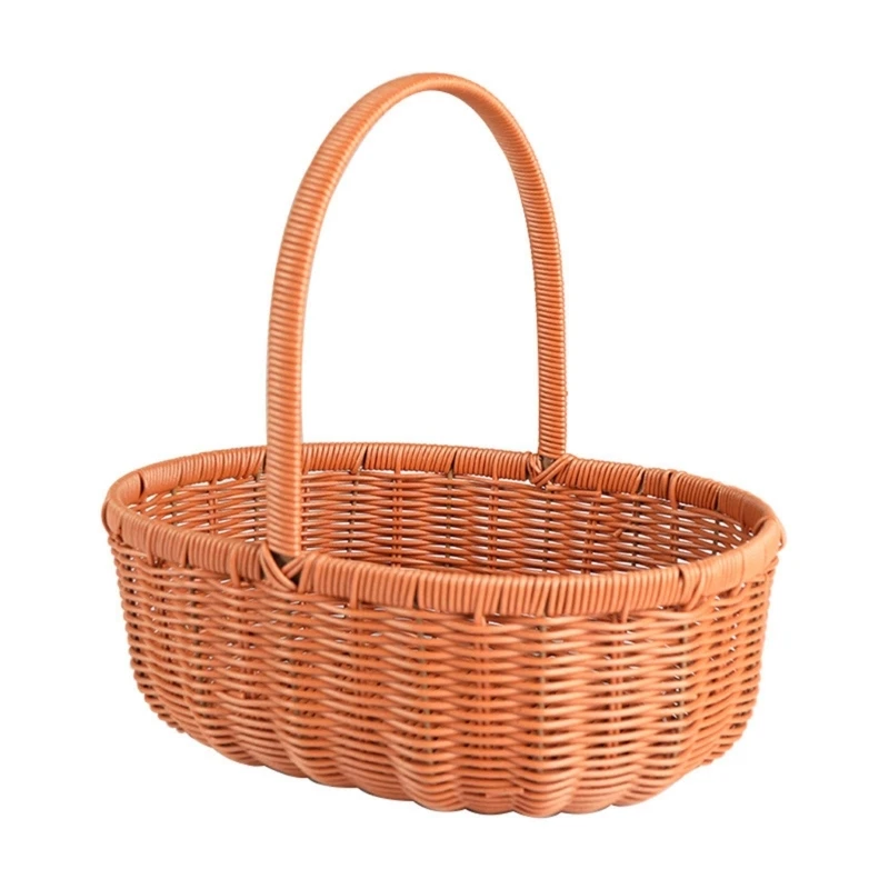 

Handwoven Florals Basket Practical Eggs Fruit Storage Basket Flower Baskets with Handle Elegant Ornaments for Women Girl
