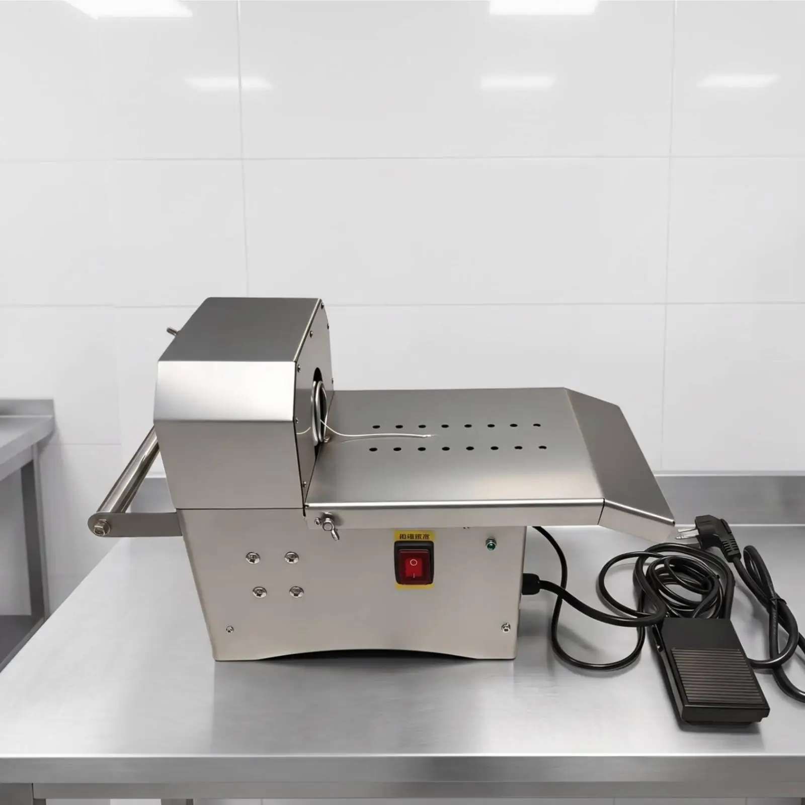 Stainless Steel Sausage Tying Machine Electric Bratwurst Knotter with Foot Pedal for Home Kitchen Use