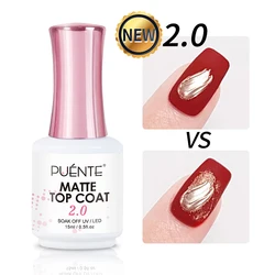 PUENTE 15ML Matte Top Coat 2.0 Gel Nail Polish Transparent Sealer Matte Effect Non Stick Powder Soak Off Nail Art Gel Varnish