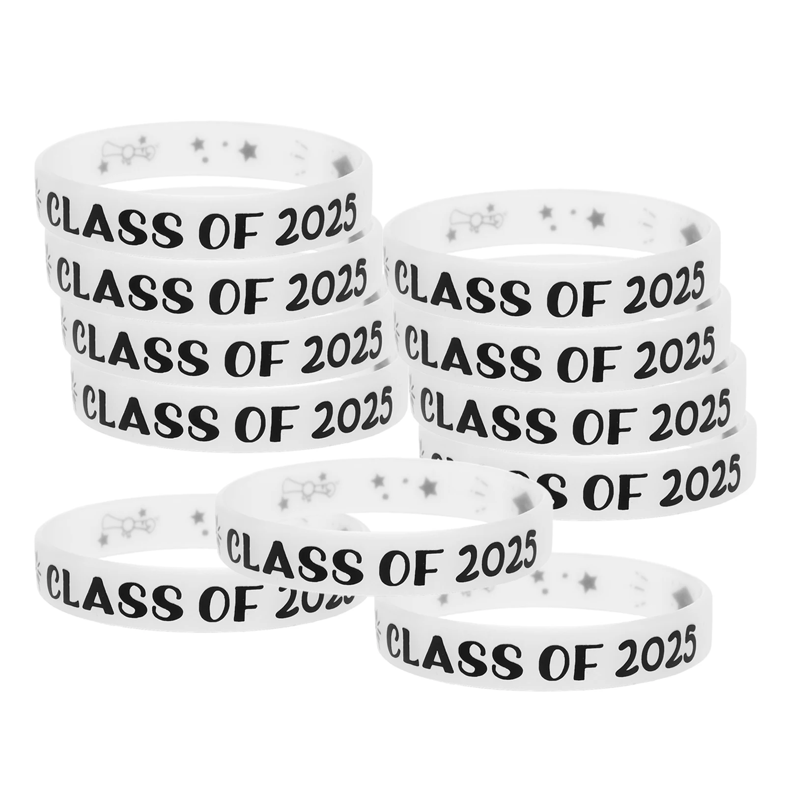 

10 pcs Graduation Wristband Glow in the Dark Silicone Bracelets Class of 2025 Party Gifts Fit Most Wrist Sizes Durable Elastic