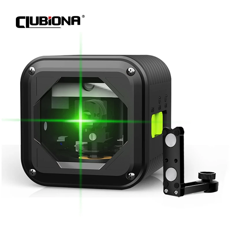 ClUBIONA MD02GS Portable 2 Lines Green Beam Laser Level Self-leveling  Horizontal and Vertical Cross Line Palm Type