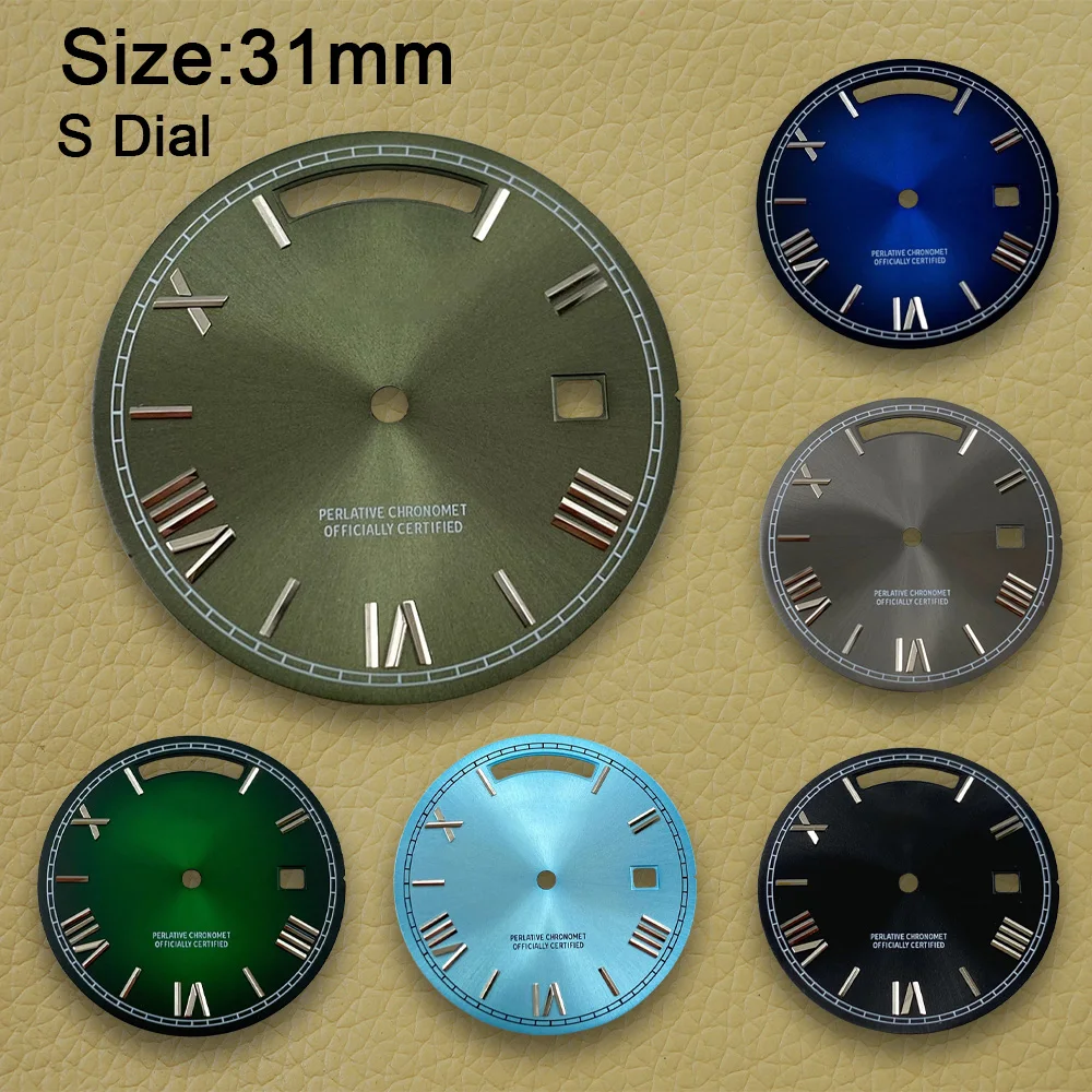 New 31mm S Logo Dial Day And Date Arab Sunray Dial Suitable For 8285 Movement High Quality Watch Modification Accessories