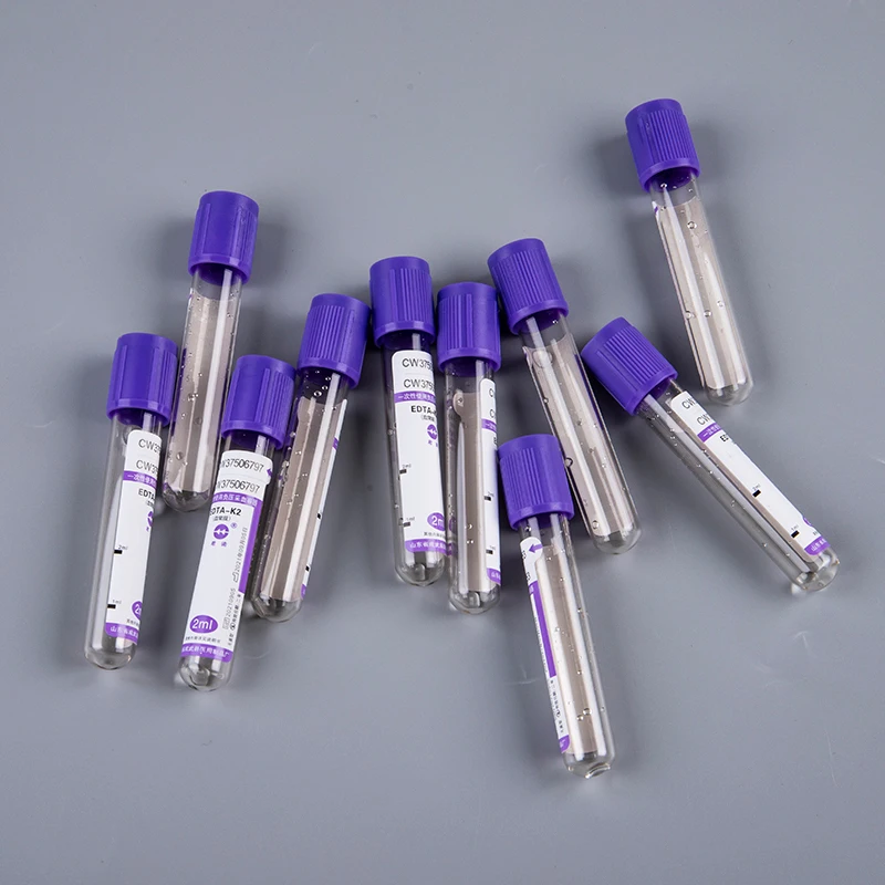 10pcs 2ml/5ml Medical Disposable EDTA-K2 Vacuum Blood Collection Tube With Cap