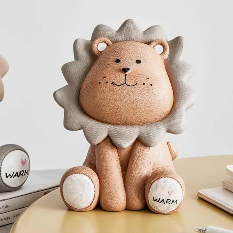 QX2E Cartoon Lion Piggy Banks Kid Children Money Box for Living Room Home Decorations