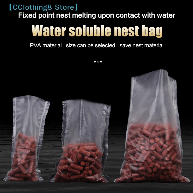 50 Stück PVA-Beutel zum Karpfenangeln, schnell auflösende, umweltfreundliche, wasserlösliche Beutel zum Köderwerfen, Karpfenangelbeutel 【AliS8】