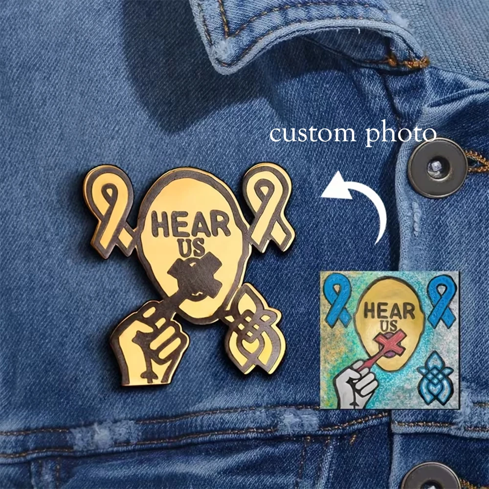 Personalized Custom Painting Art Brooch Women Men Fashion DIY Photo Pin Stainless Steel Badge Accessory Birthday Jewelry Gift