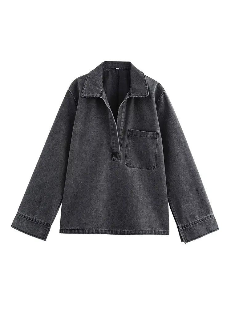 

Новые осенние джинсовые комплекты, женские повседневные топы с отложным воротником, модная уличная одежда с высокой талией, женские джинсовые брюки, комплект из двух предметов