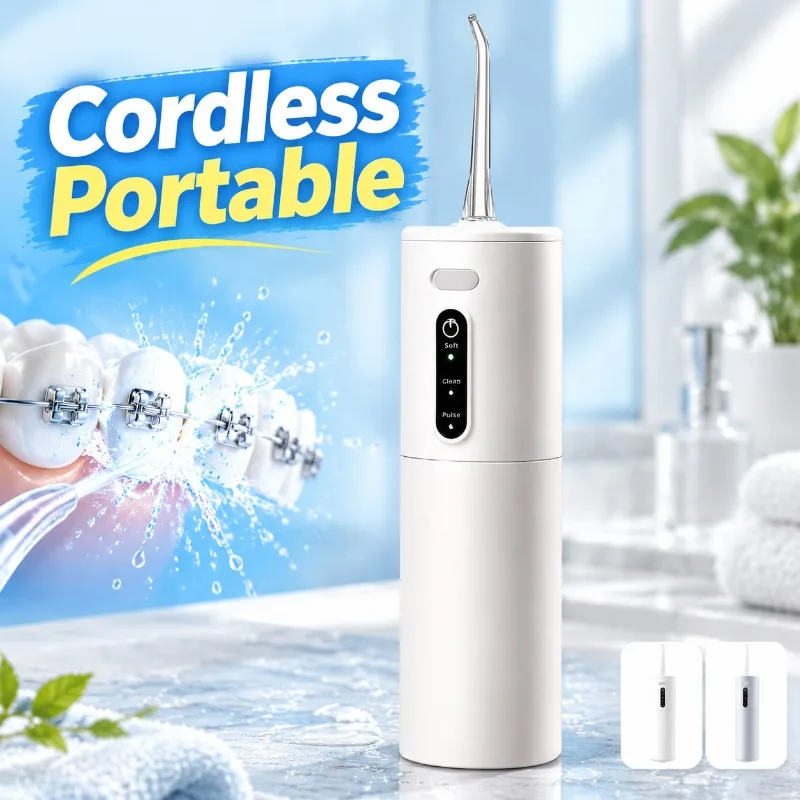 Cordless Portable Electric Water Dental Flosser, Oral Irrigator for Orthodontic Use, Teeth Gap Cleaning & Gum Care, Home Travel
