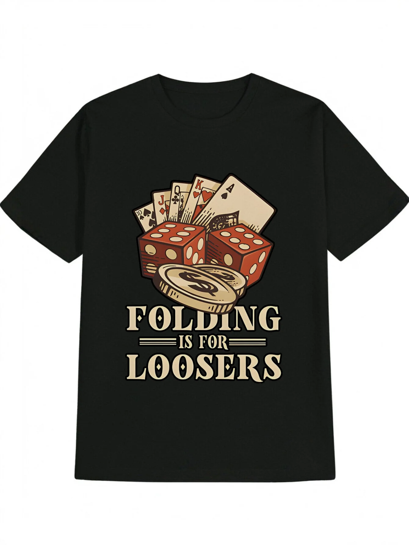 

Poker Chips Graphic Printing Summer Autumn Winter Cotton Men's and Women's T-shirts Short Sleeves Luxury Outdoor Sports Brand