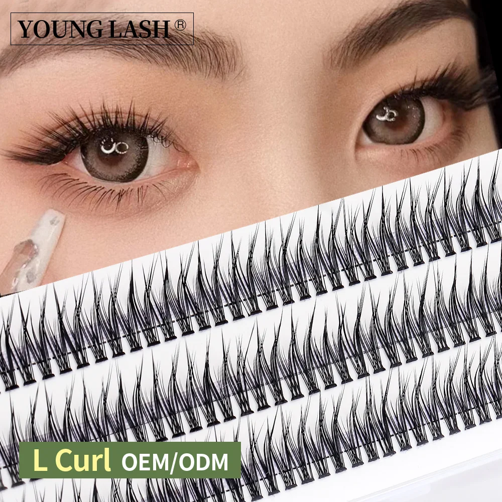 YOUNG LASH L Curl Swallowtail Fairy Segmented False Eyelashes Extensions Cluster Fish Tail  Mermaid Tail Type