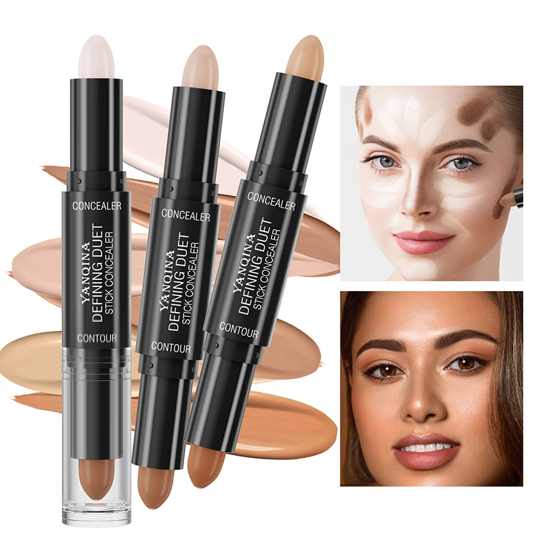 Stylo correcteur de fond de teint pour le visage, bâton de surbrillance, crayon cosmétique à Double extrémité, stylo correcteur pour le visage, mise en forme du visage en V, maquillage longue durée