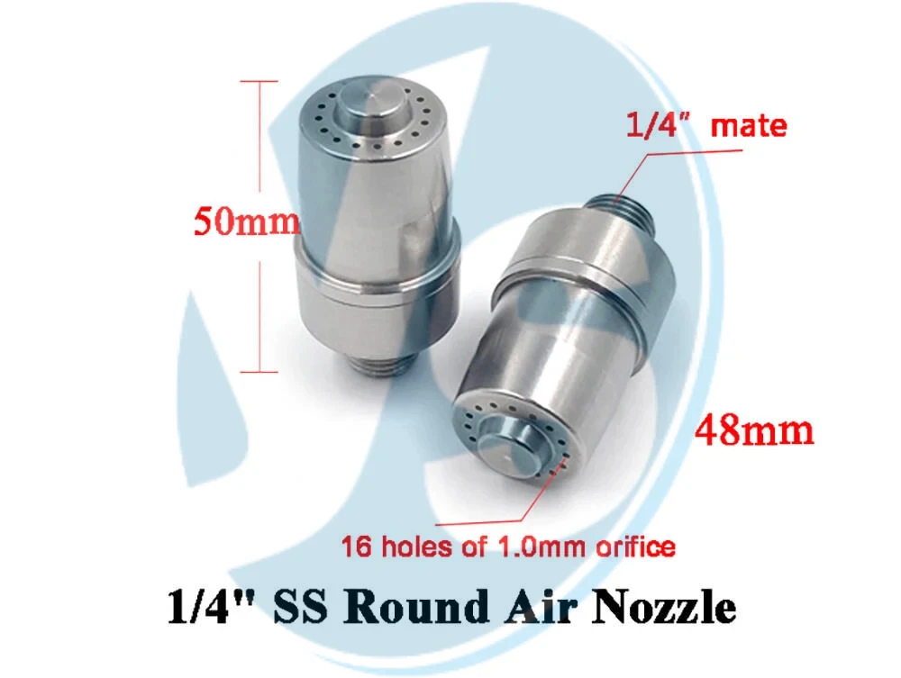 Stainless Steel 1/4 Inch Cylindrical Multi-hole Air Blow Nozzle 16 Holes High Impact Solid Flow Compressed Air Nozzle