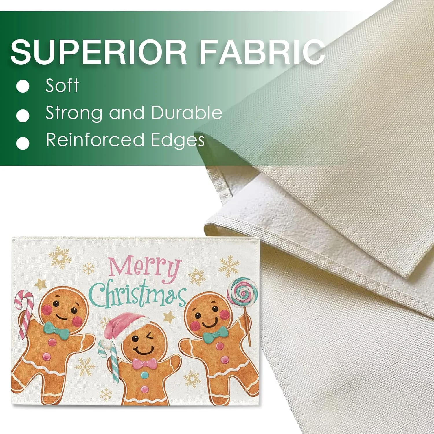 VIKAMA 4/6/8/10pcs Christmas Cute Gingerbread Man Meal Mat Restaurant Kitchen Durable Table Mat Cup Mat Home Decoration