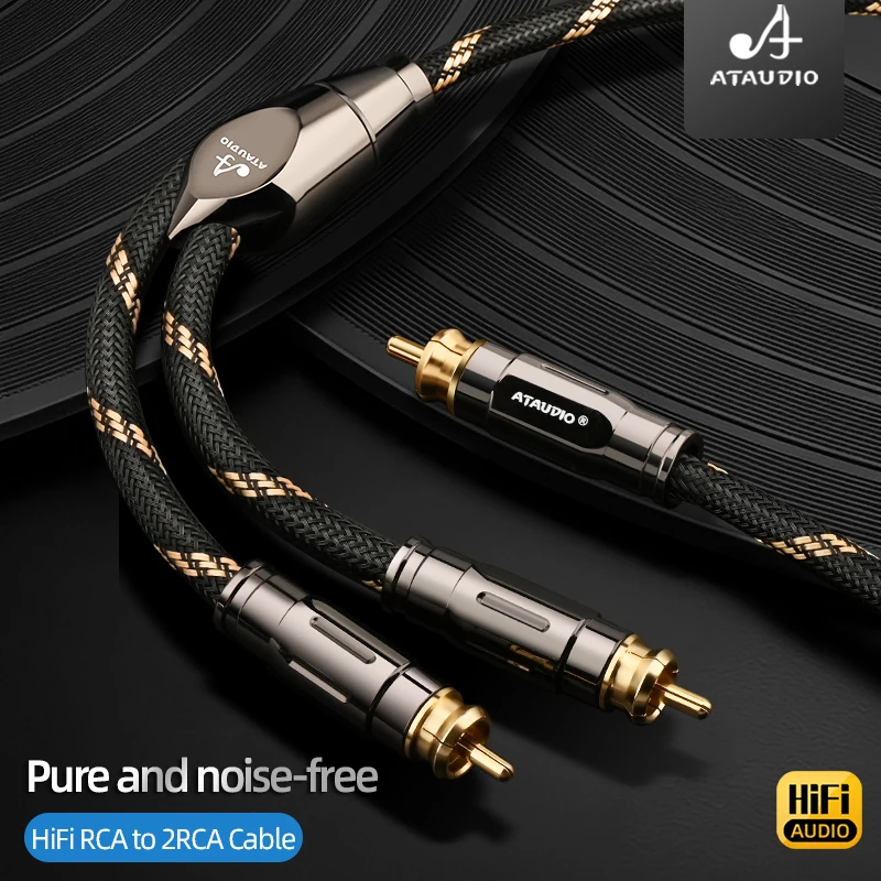 HiFi RCA to 2RCA Audio Cable High-end One-to-Two RCA Dual-RCA Audio Cable for Computer Speaker Connection