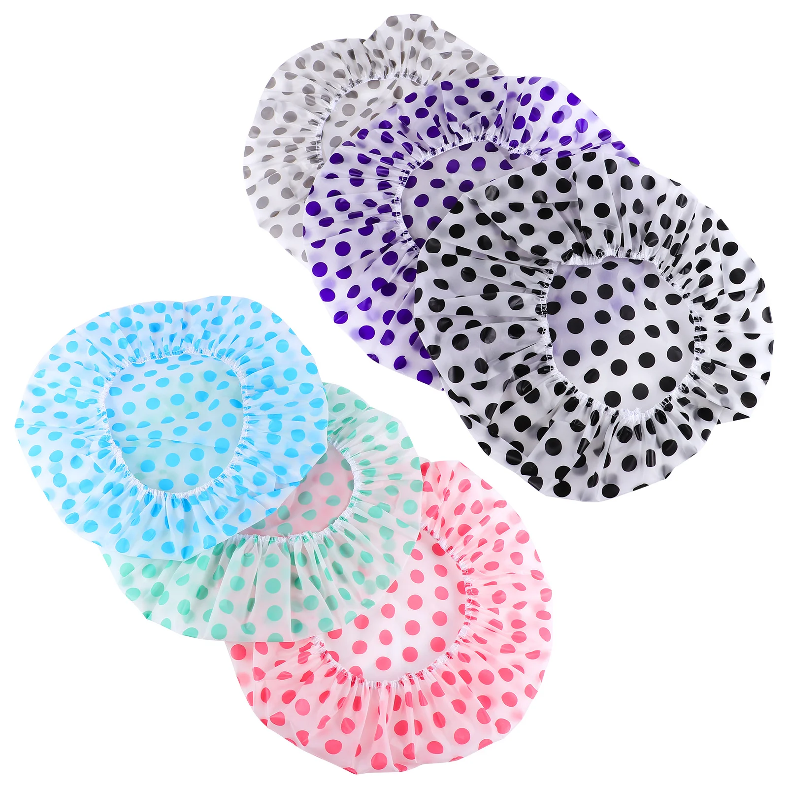 

6Pcs Waterproof Shower Caps Elastic Bathing Caps Thicken Waterproof Bath Hats for Women Travel Hair Care Shower Cap