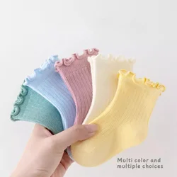 Newborn Baby Girl Socks Cotton Ruffle Breathable Soft Infant Girl Sock Candy Color High Quality Toddler Girl Ruched Sock Clothes