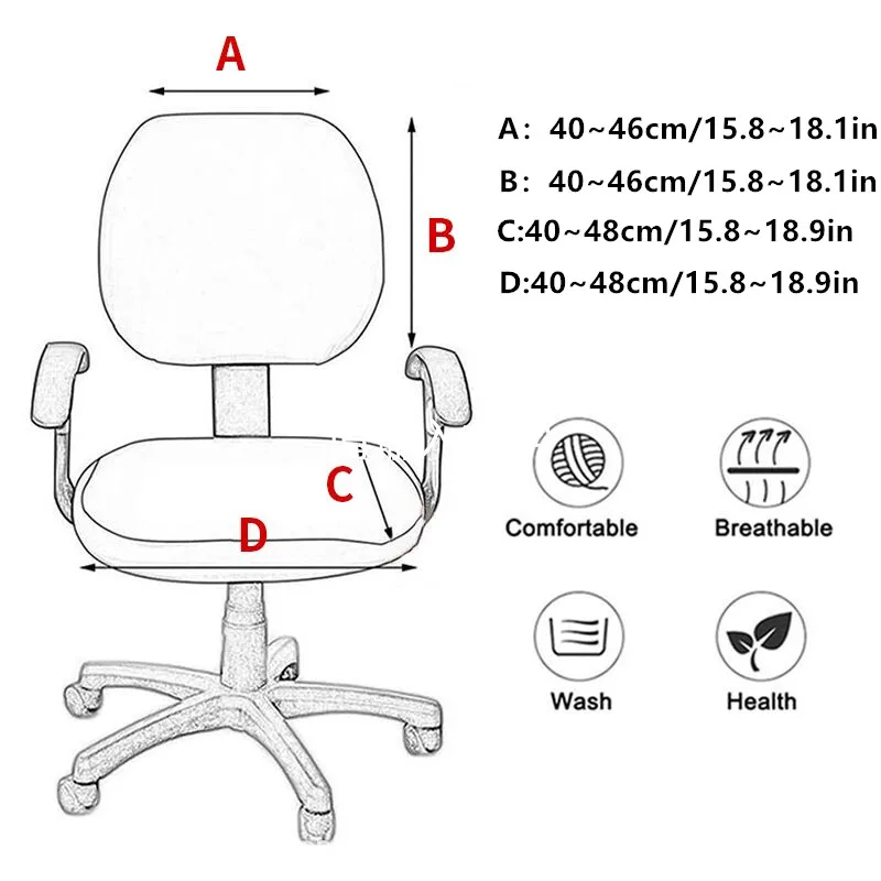 2pcs/Set Office Chair Cover With Back Computer Game Seat Cover Solid Universal Spandex Anti-dust Elastic Armchair Slipcover