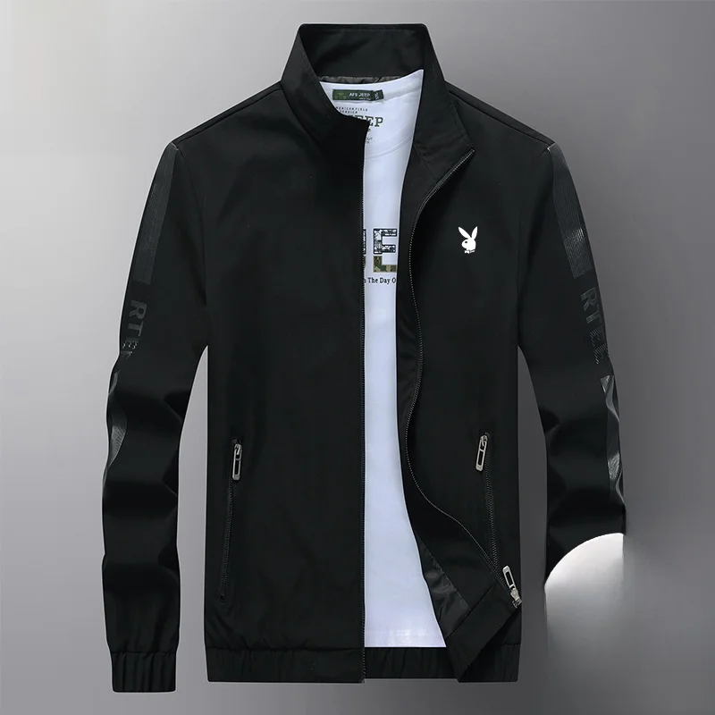 

Мужская повседневная тонкая куртка на весну и осень, модная универсальная куртка для отдыха, корейский принт, полиэстер, длинная молния све