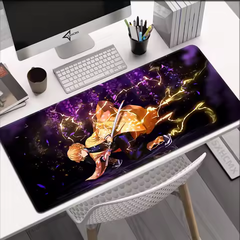 Mousepad Game Agatsuma Zenitsu Demon Slayer Mouse Pad Office Desk Pad Pc Gaming Accessories Stitch Edge Rubber Keyboard Mat