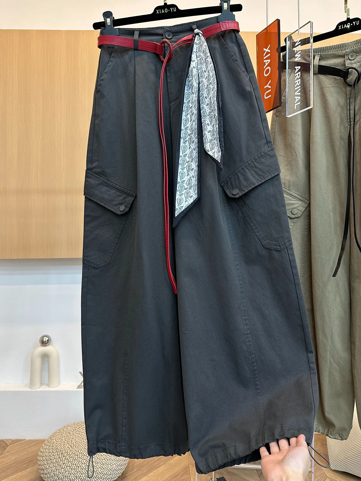 بالإضافة إلى حجم السراويل واسعة الساق المرأة الخريف عارضة السراويل عالية الخصر مع كيتس التخسيس سكين عمال Faion