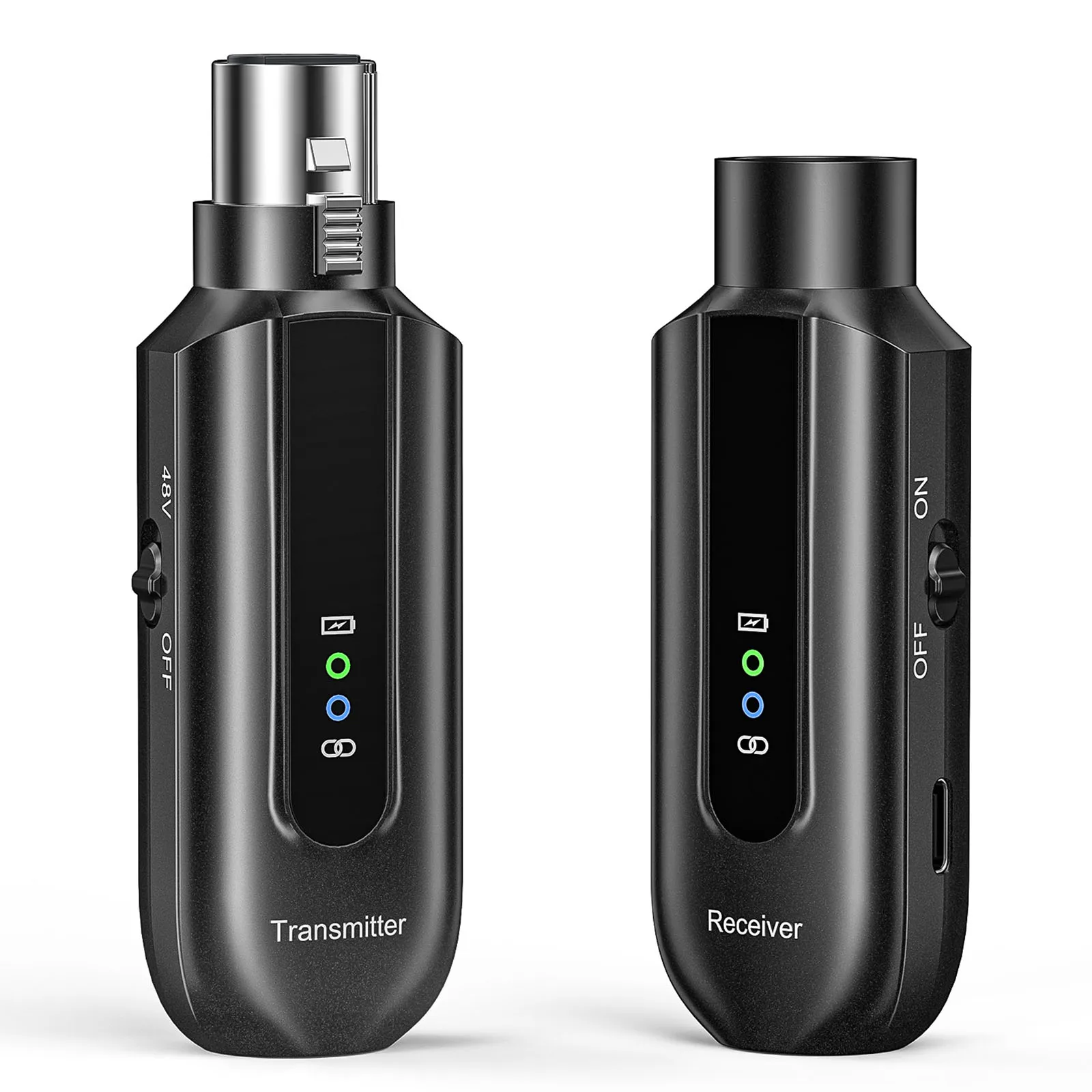 

Wireless Microphone Transmitter Receiver 2.4Ghz XLR System Mic Adapter for Audio Mixer Dynamic 48V Phantom Power Condenser