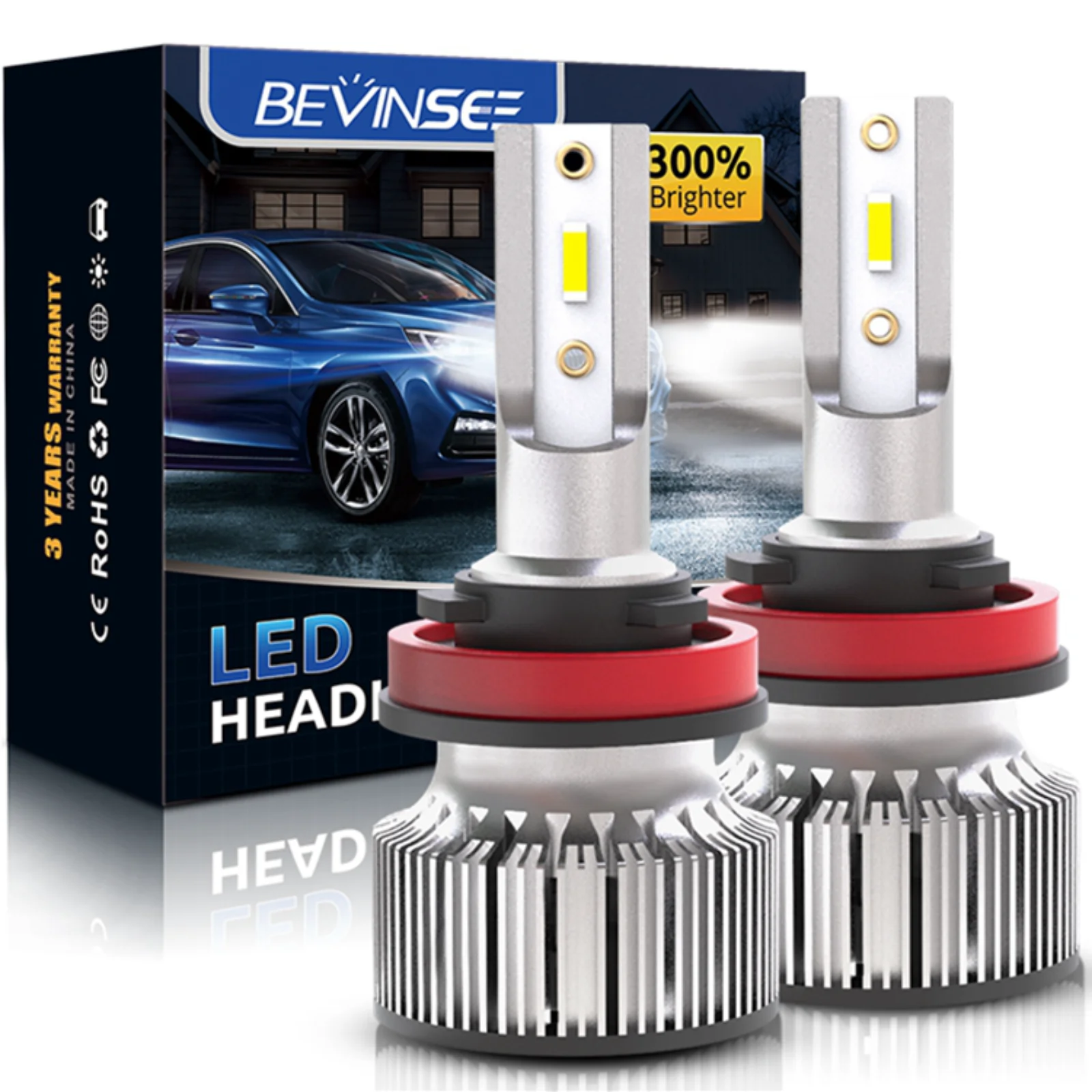 BEVINSEE H11 H7 LED Headlight Bulbs Mini Size Lights For Cars H4 9005 HB3 9006 HB4 H8 H9 9012 LED Fog Lights 12V 6000K Headlamp