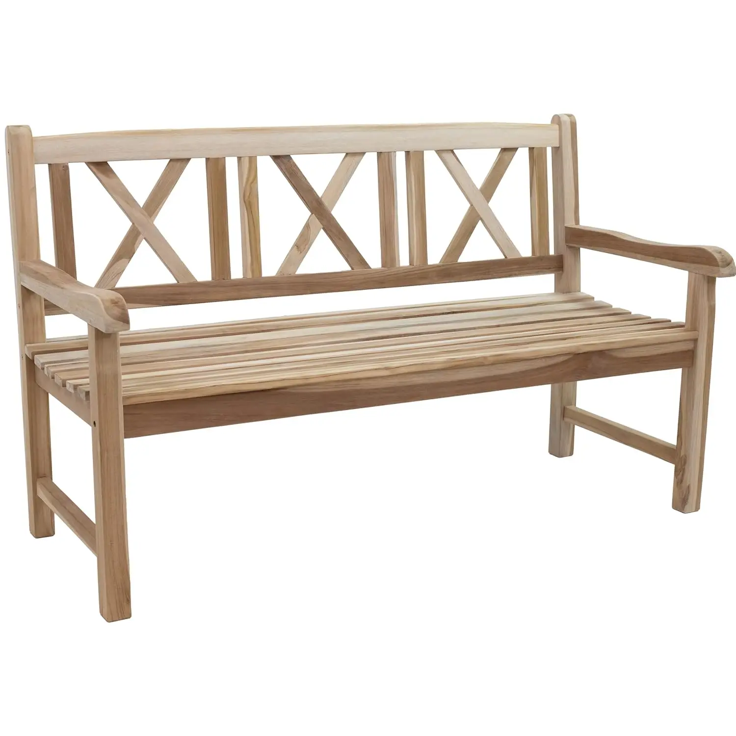 

2-Person Outdoor Bench for Front Porch or Park - Wooden Teak Patio Garden Bench with Backrest - 675 lb, Customized