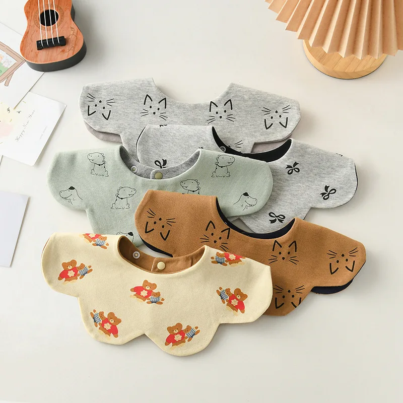 Baby Cotton Bibs Double-sided Wearing Petal Saliva Towel Feeding Drool For Newborn Toddler Boys Girls Soft Burp Cloth Kid Bib