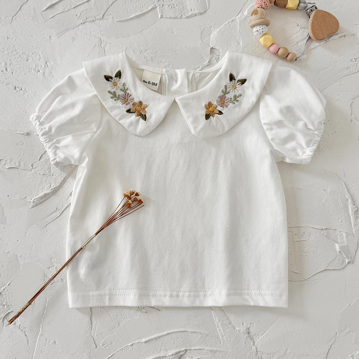 

1pcs Kids Summer Cotton Short Sleeve Tees Child Flower Embroidery T-shirt Baby Girls Clothes Children Comfortable Leisure Tops