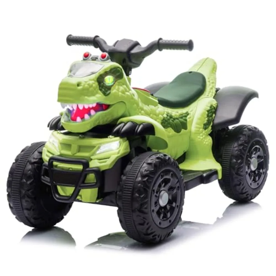 Electric Ride On Dinosaur ATV for Age 312V Electric Car with 4 Wheelers Ride On Toy with Music Bluetooth and LED Lights Birthda