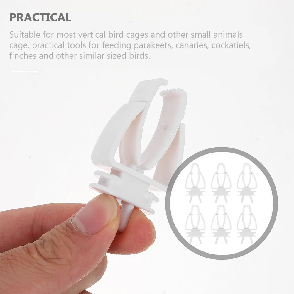 

6 Pcs Bird Cage Feeder Food Holder Plastic Clips for Parrot Veggie Fruit Pet Supplies Small Animal Bar Fixing Tools Bird Food