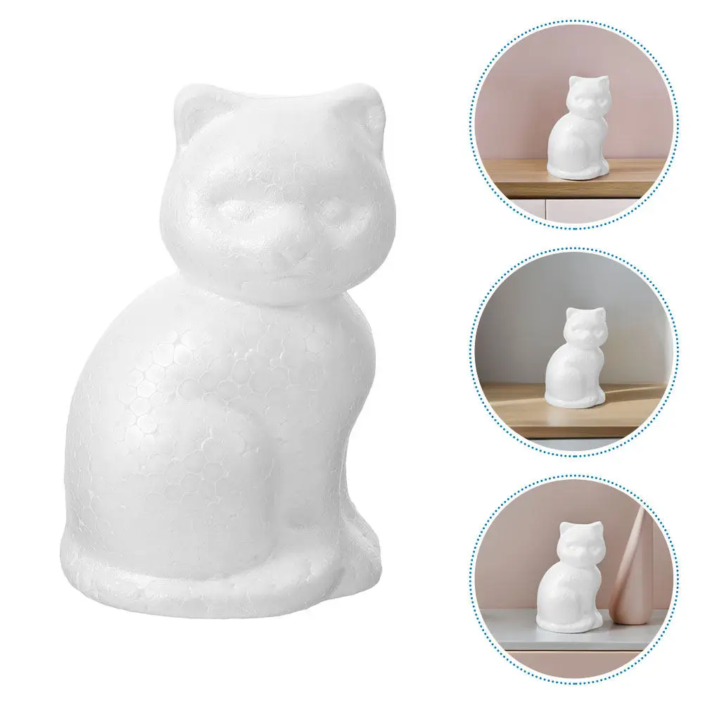 5Pcs Foam Cat Craft Embryos Blank for Kids DIY Painting School Projects Party Ornaments Creative Decoration Craft Foam Animal