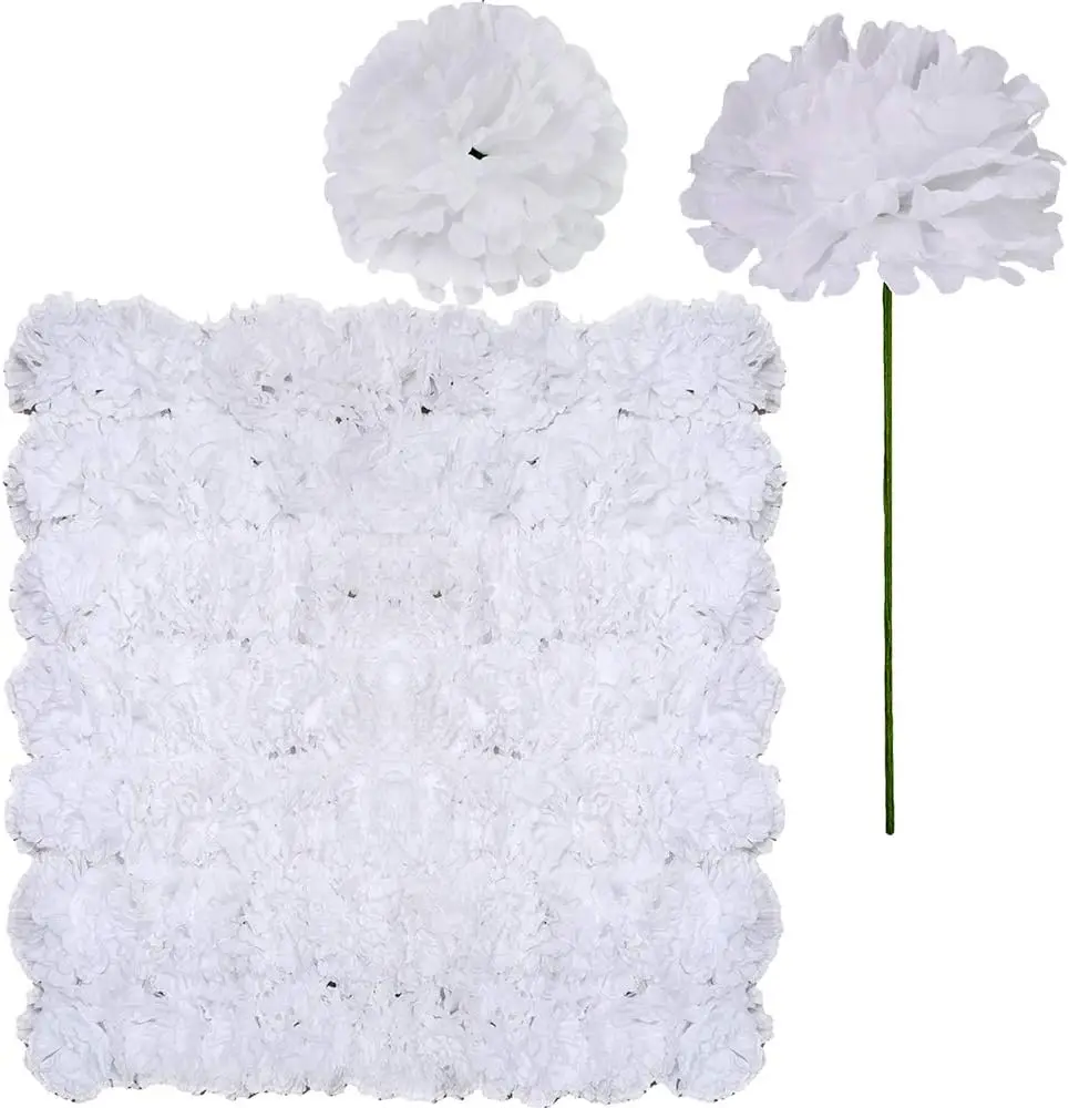 

100 Pack Artificial Carnation Flowers Picks Bulk White Carnations Stems Silk Carnation Flower Heads with Wired Stems 3.5