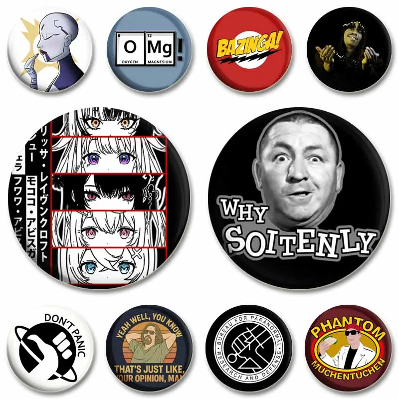 Creative Funny Sayings Soft Button Pins Pop Culture Cartoon Brooch Snap-in Round Badge Backpack Clothes Jewelry Accessories Gift