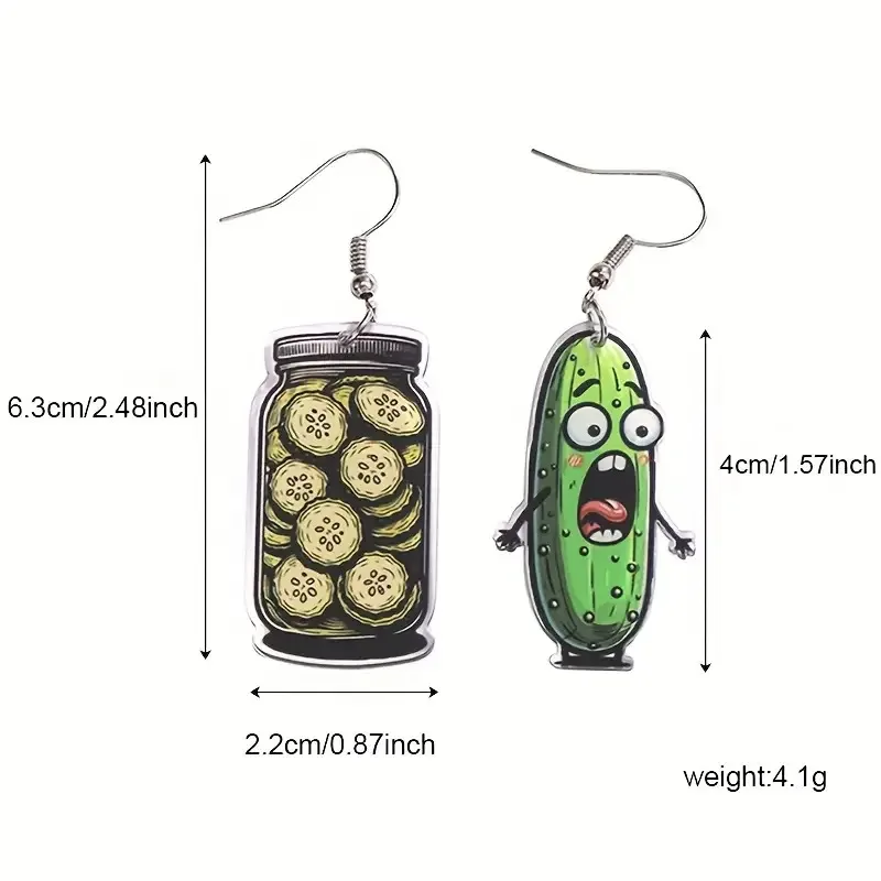 Fun Cartoon Vegetable Cucumber Acrylic Pendant Earrings for Women Girls Party Festival Jewelry Accessories Gifts
