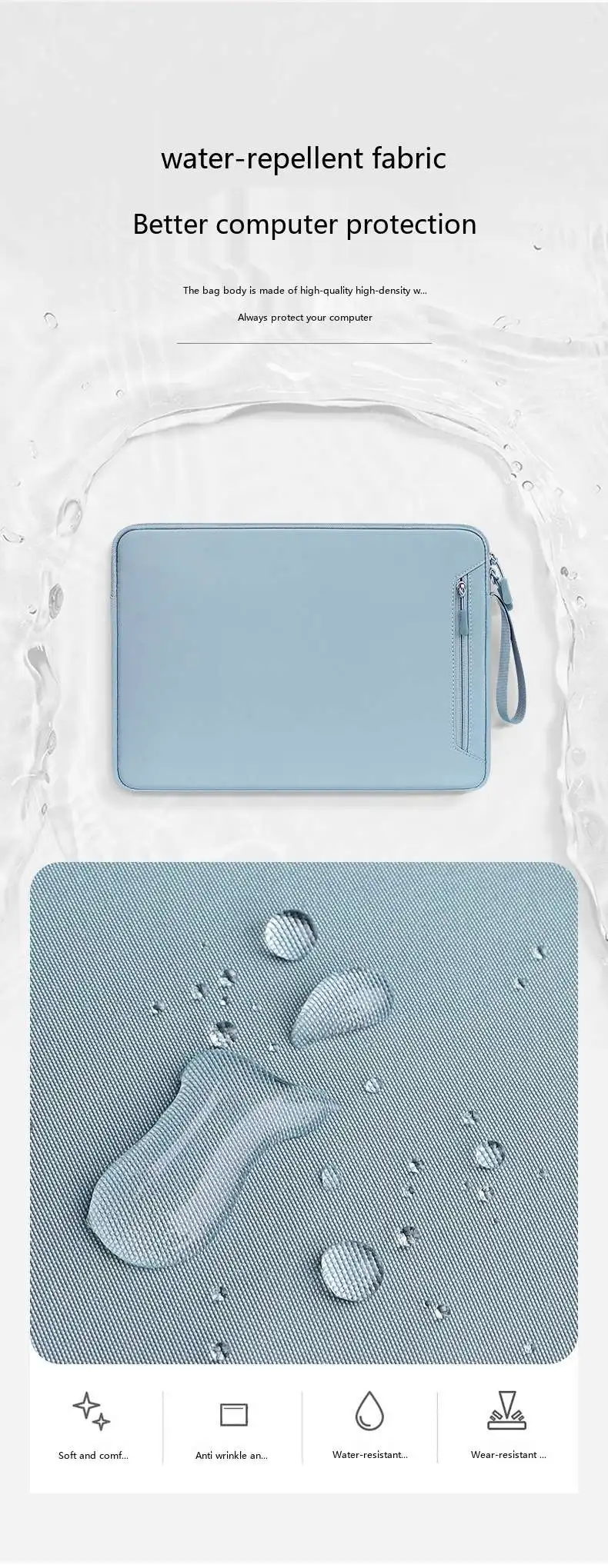 Laptop-Schutzhülle 13,3-15,4 Zoll Wasserdichte Tragetasche für MacBook, Notebook, Tablet – Detail 7