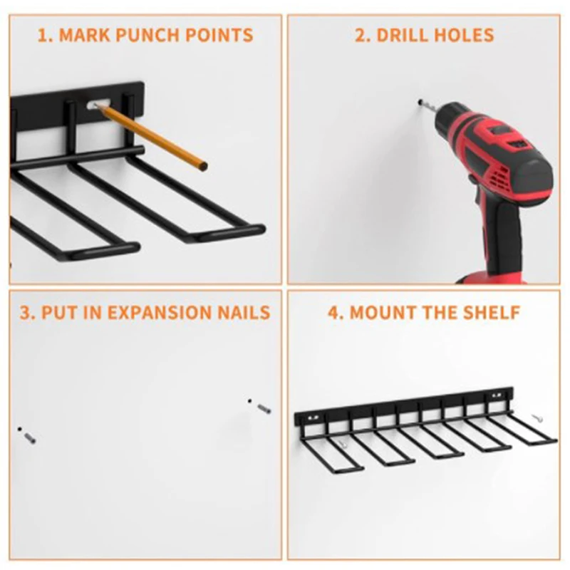 Imagem -03 - Broca Elétrica Suporte Wall Mount Ferramentas Organizador Chave Ferramenta Rack Oficina Chave de Fenda Prateleira de Armazenamento de Energia Acessórios