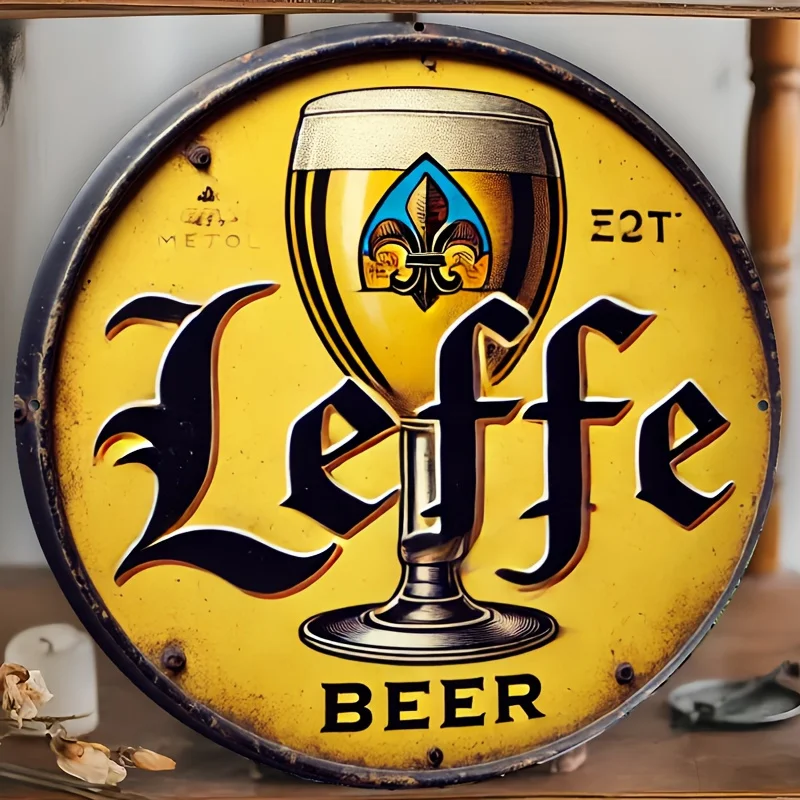Vintage Leffe Beer Metal Wall Art - Authentic Belgian Craft Style,Duty Metal Material with Pre-Drilled Holes for Easy Hanging