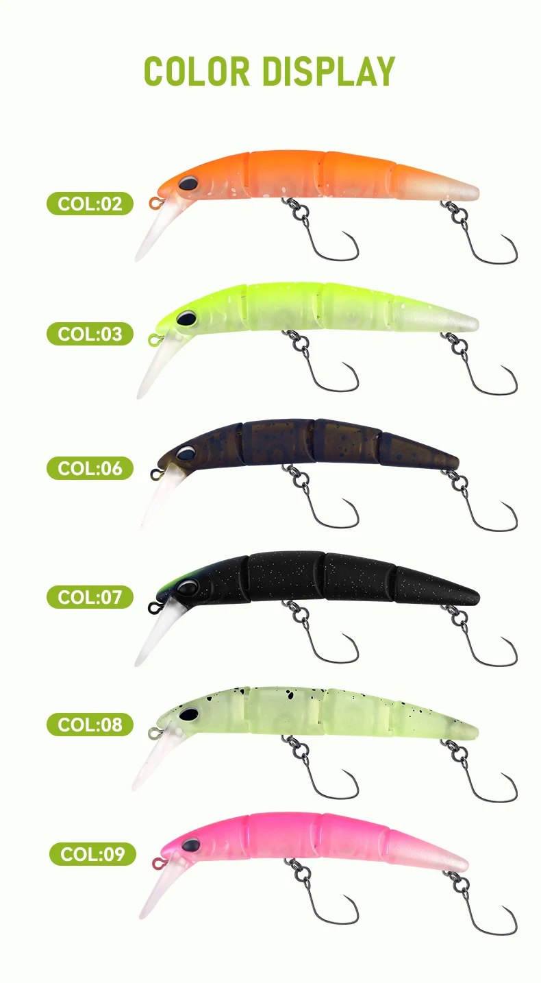 Kingdom Jointed Angelköder, 70 mm, 4,3 g, sinkender 4-teiliger Minnow-Köder, Einzelhaken, harter Wobbler, Süßwasserbarsch, künstlicher Köder – Detail 9