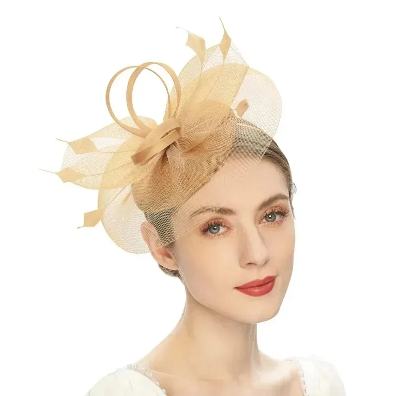 

New Hat Exquisite Sweet Fashion Feathers Mesh Fascinator Veil Hat Headwear Elegant Hair Hoop Hairbands