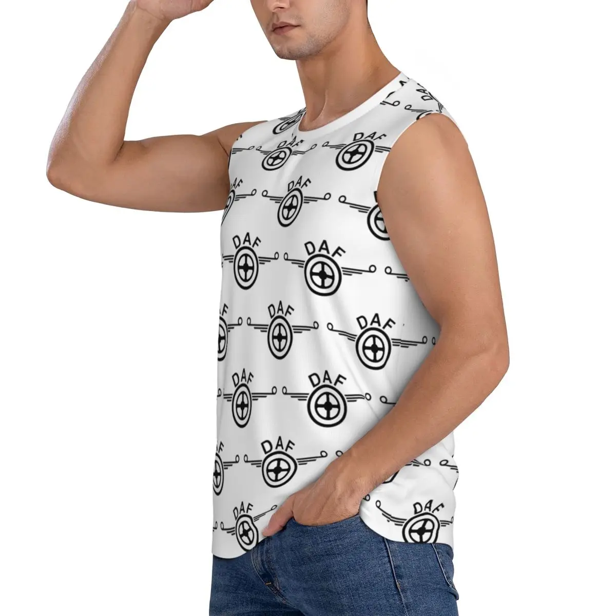 Daf Truck Logo Vector Design Men Sleeveless Tank Tops Quick Dry Breathable Gym Fitness Running Summer Casual Sport Vest