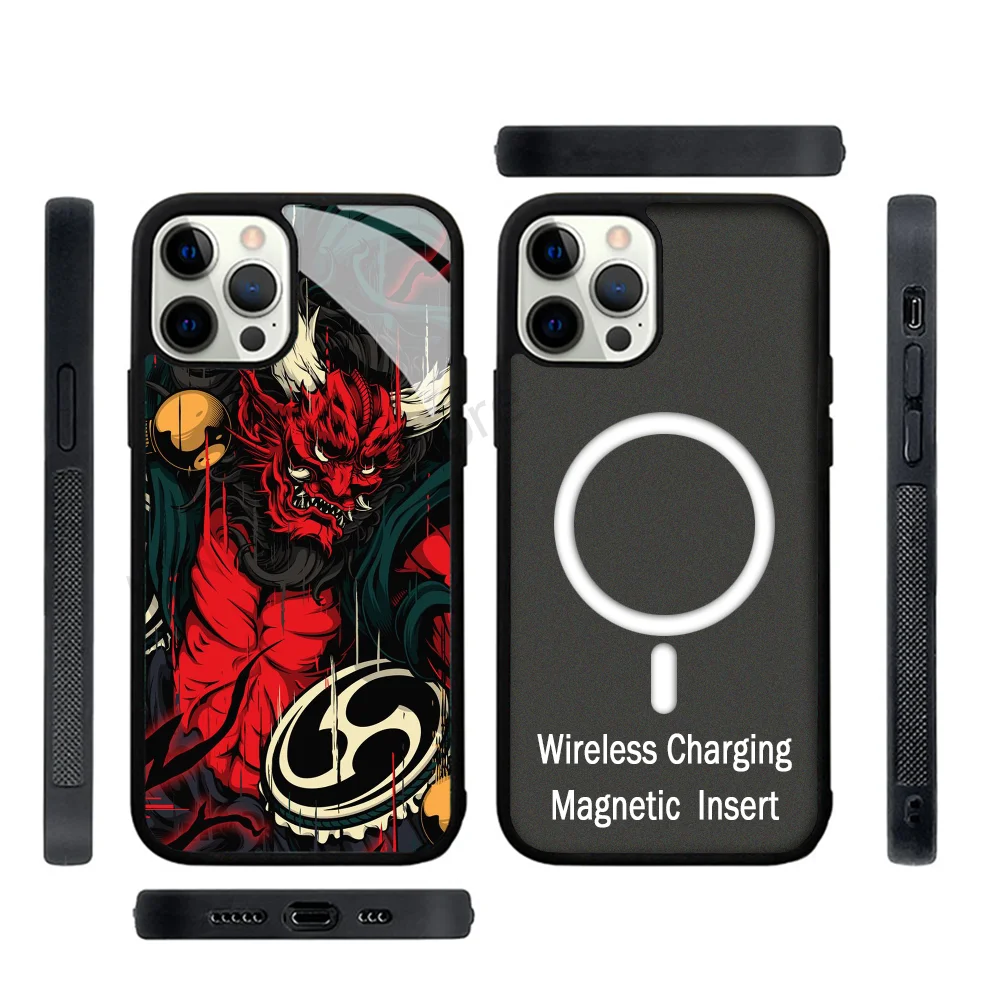 

Red Samurai Ghost Face Phone Case Strong Magnetic For IPhone 15 14 13 Pro Max 11 12 Mini For Magsafe