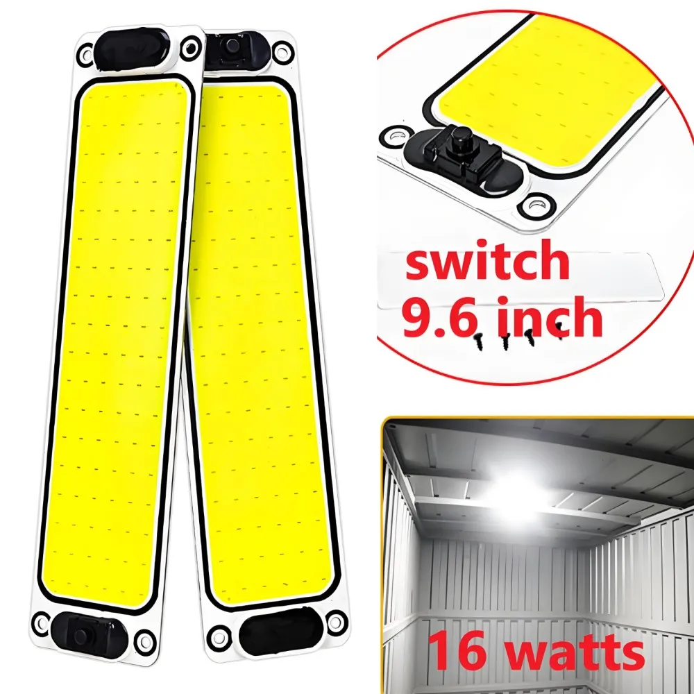 2pcs Car LED COB Lights 9.6inch 12V-24V Universal Readling Lamp 108SMD LED Panel Dome Light High Brightness Bulb Truck Waterproo