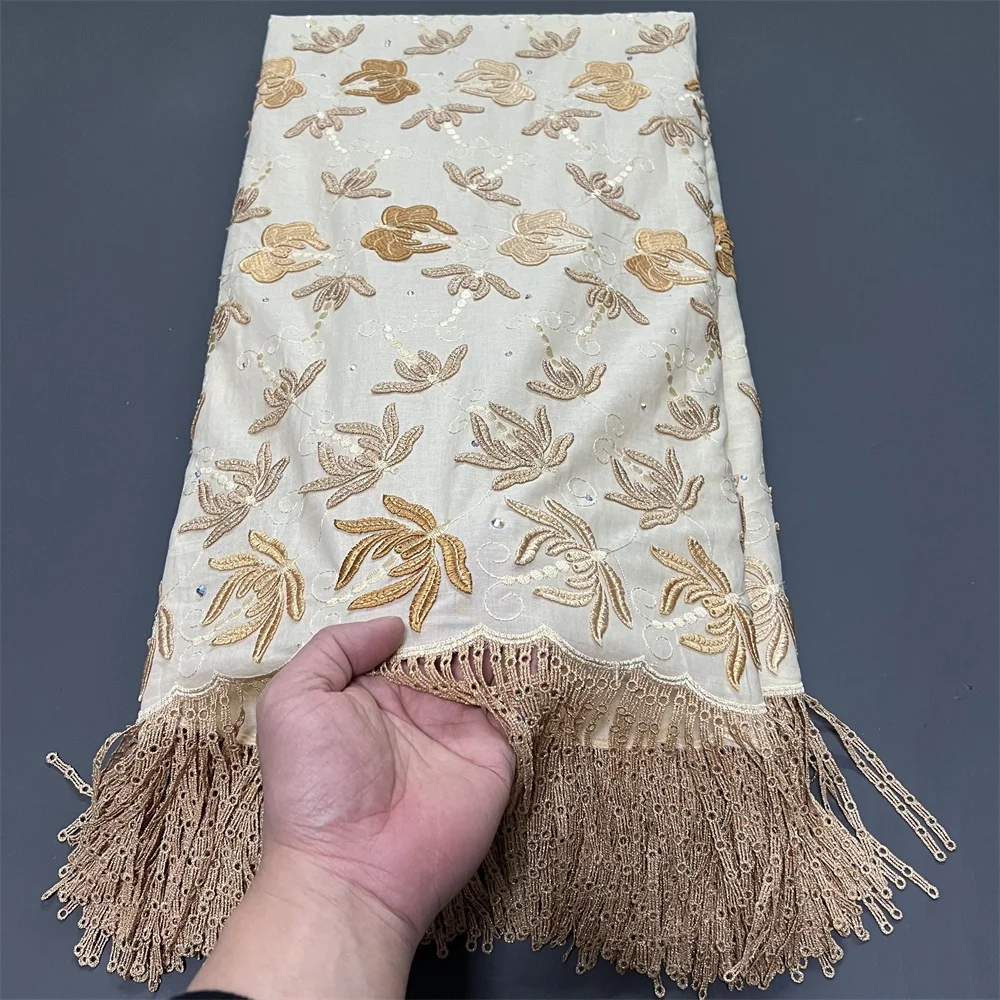 

Новейшая африканская тюлевая кружевная ткань 2026 года, нигерийская хлопковая вышивка, для свадебных и выпускных платьев, высокое качество, 5 ярдов, hz1404