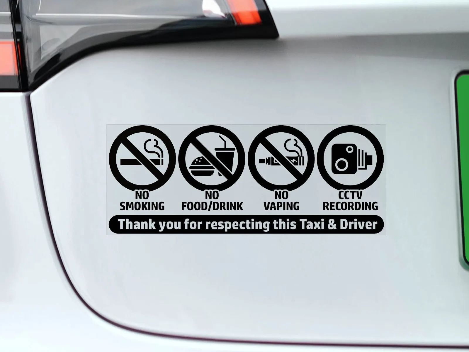 4 عبوات 100 × 50 مم ممنوع التدخين، Vaping، ملصق نافذة CCTV للطعام، علامة سيارة أجرة #2