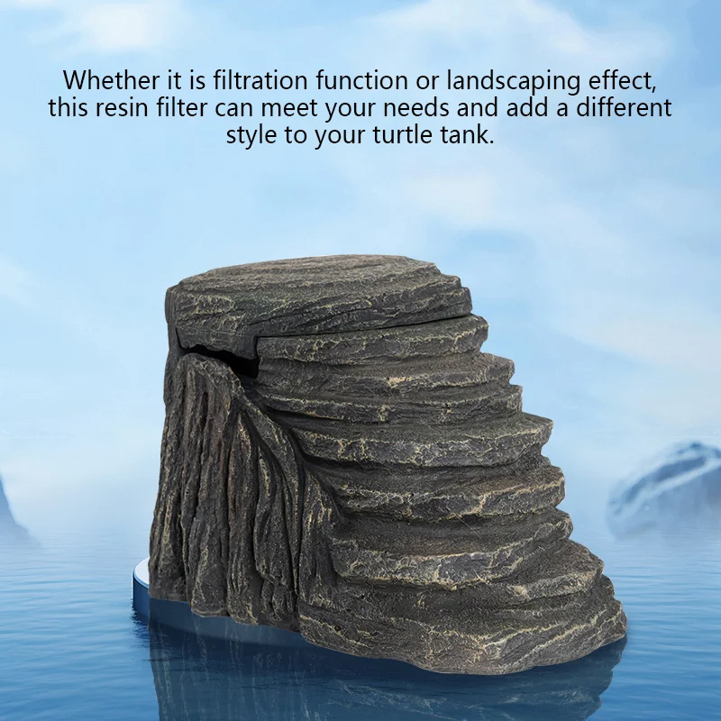 

Simulation Rockery Filter Turtle Terrarium Water Filter Tortoise Sunbathing Platform Resin Rock Turtle Tank Landscaping Filter