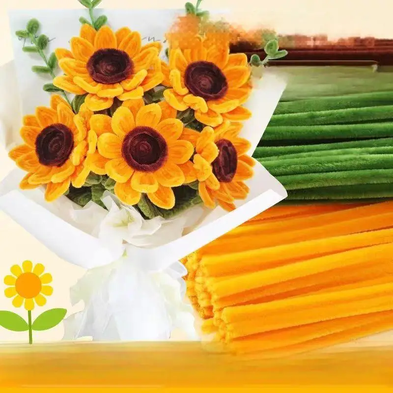 Kit de flores de girasol de chenilla, ramo de flores de chenilla DIY, regalo creativo para mamá, novia, amiga