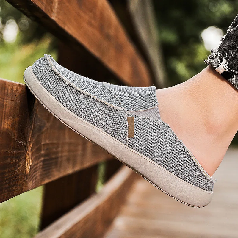 Frühling Sommer prägnante bequeme Freizeit schuhe leichte Herren Segeltuchs chuhe für Männer Slip-On Marke Mode flache Slipper Schuhe