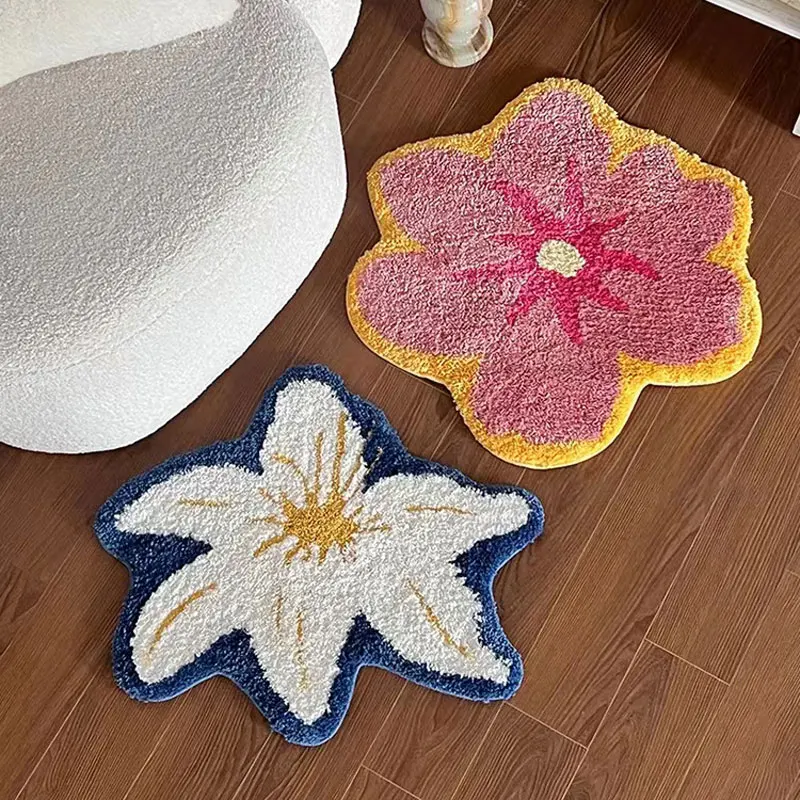 

New Petal Flower Art Rugs Living Room Decoration Home Area Fluffy Carpet Bedroom Bedside Computer Chair Rug Anti-Skid Floor Mat